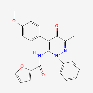 molecular formula C23H19N3O4 B2701359 N-[4-(4-methoxyphenyl)-6-methyl-5-oxo-2-phenyl-2,5-dihydropyridazin-3-yl]furan-2-carboxamide CAS No. 885170-74-1
