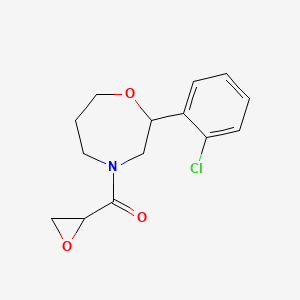 molecular formula C14H16ClNO3 B2701361 [2-(2-Chlorophenyl)-1,4-oxazepan-4-yl]-(oxiran-2-yl)methanone CAS No. 2411242-21-0