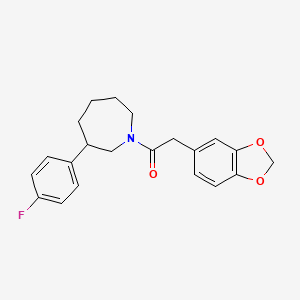 molecular formula C21H22FNO3 B2701362 2-(Benzo[d][1,3]dioxol-5-yl)-1-(3-(4-fluorophenyl)azepan-1-yl)ethanone CAS No. 1797333-47-1