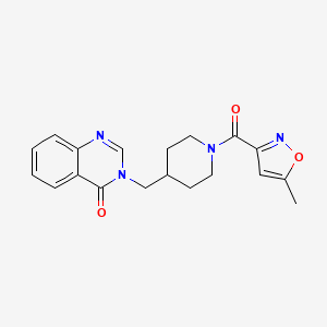 molecular formula C19H20N4O3 B2701364 3-[[1-(5-Methyl-1,2-oxazole-3-carbonyl)piperidin-4-yl]methyl]quinazolin-4-one CAS No. 2380084-34-2