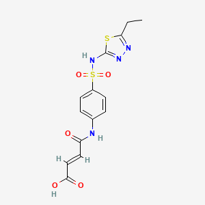 molecular formula C14H14N4O5S2 B2701368 3-[4-(5-Ethyl-[1,3,4]thiadiazol-2-ylsulfamoyl)-phenylcarbamoyl]-acrylic acid CAS No. 314282-44-5
