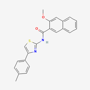 molecular formula C22H18N2O2S B2701374 3-methoxy-N-[4-(4-methylphenyl)-1,3-thiazol-2-yl]naphthalene-2-carboxamide CAS No. 313237-23-9