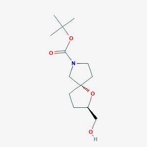 molecular formula C13H23NO4 B2701383 tert-butyl (2R,5S)-2-(hydroxymethyl)-1-oxa-7-azaspiro[4.4]nonane-7-carboxylate CAS No. 1446012-36-7