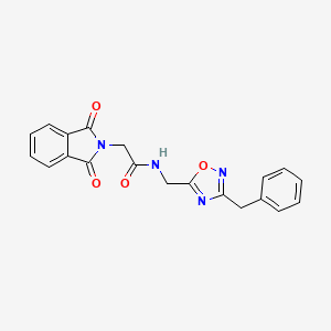 molecular formula C20H16N4O4 B2701385 N-((3-benzyl-1,2,4-oxadiazol-5-yl)methyl)-2-(1,3-dioxoisoindolin-2-yl)acetamide CAS No. 2034328-17-9