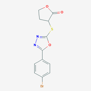 molecular formula C12H9BrN2O3S B270139 3-{[5-(4-bromophenyl)-1,3,4-oxadiazol-2-yl]thio}dihydro-2(3H)-furanone 