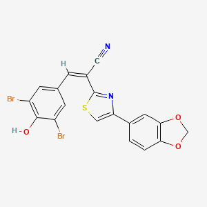 molecular formula C19H10Br2N2O3S B2701391 (Z)-2-(4-(benzo[d][1,3]dioxol-5-yl)thiazol-2-yl)-3-(3,5-dibromo-4-hydroxyphenyl)acrylonitrile CAS No. 375361-46-9