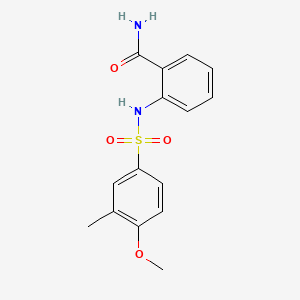 molecular formula C15H16N2O4S B2701401 2-{[(4-Methoxy-3-methylphenyl)sulfonyl]amino}benzamide CAS No. 1309318-68-0