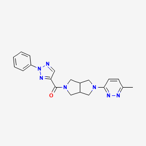 molecular formula C20H21N7O B2701403 [2-(6-Methylpyridazin-3-yl)-1,3,3a,4,6,6a-hexahydropyrrolo[3,4-c]pyrrol-5-yl]-(2-phenyltriazol-4-yl)methanone CAS No. 2415463-37-3