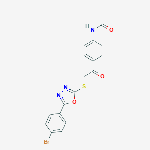 molecular formula C18H14BrN3O3S B270141 N-[4-({[5-(4-bromophenyl)-1,3,4-oxadiazol-2-yl]sulfanyl}acetyl)phenyl]acetamide 