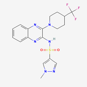 molecular formula C18H19F3N6O2S B2701417 1-methyl-N-(3-(4-(trifluoromethyl)piperidin-1-yl)quinoxalin-2-yl)-1H-pyrazole-4-sulfonamide CAS No. 2034593-26-3