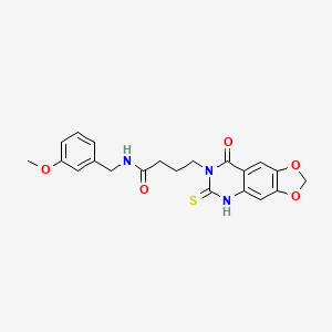 N-[(3-methoxyphenyl)methyl]-4-{8-oxo-6-sulfanylidene-2H,5H,6H,7H,8H-[1,3]dioxolo[4,5-g]quinazolin-7-yl}butanamide