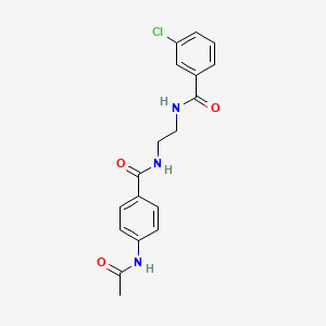 molecular formula C18H18ClN3O3 B2701422 N-(2-(4-acetamidobenzamido)ethyl)-3-chlorobenzamide CAS No. 1021062-18-9