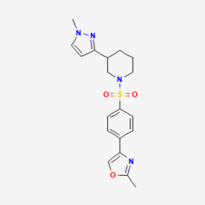 molecular formula C19H22N4O3S B2701423 1-[4-(2-methyl-1,3-oxazol-4-yl)benzenesulfonyl]-3-(1-methyl-1H-pyrazol-3-yl)piperidine CAS No. 2176270-74-7