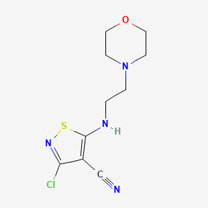 molecular formula C10H13ClN4OS B2701424 3-Chloro-5-[(2-morpholinoethyl)amino]-4-isothiazolecarbonitrile CAS No. 866009-32-7