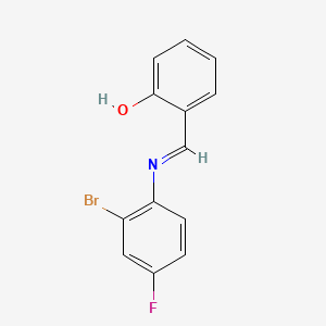 molecular formula C13H9BrFNO B2701432 2-{(E)-[(2-bromo-4-fluorophenyl)imino]methyl}phenol CAS No. 674284-65-2