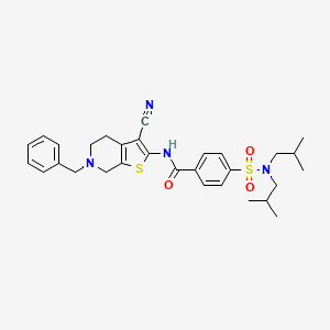 molecular formula C30H36N4O3S2 B2701434 N-(6-benzyl-3-cyano-4,5,6,7-tetrahydrothieno[2,3-c]pyridin-2-yl)-4-(N,N-diisobutylsulfamoyl)benzamide CAS No. 524683-23-6