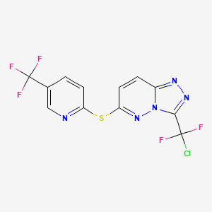 molecular formula C12H5ClF5N5S B2701435 3-[Chloro(difluoro)methyl][1,2,4]triazolo[4,3-b]pyridazin-6-yl 5-(trifluoromethyl)-2-pyridinyl sulfide CAS No. 477871-70-8