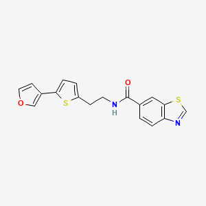 molecular formula C18H14N2O2S2 B2701438 N-(2-(5-(furan-3-yl)thiophen-2-yl)ethyl)benzo[d]thiazole-6-carboxamide CAS No. 2034497-49-7