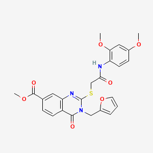 molecular formula C25H23N3O7S B2701441 甲基 2-((2-((2,4-二甲氧基苯基)氨基)-2-氧代乙基)硫基)-3-(呋喃-2-基甲基)-4-氧代-3,4-二氢喹唑啉-7-甲酸酯 CAS No. 443352-20-3