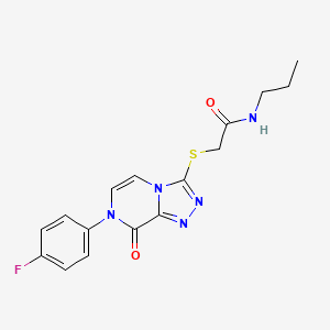 molecular formula C16H16FN5O2S B2701443 2-{[7-(4-fluorophenyl)-8-oxo-7H,8H-[1,2,4]triazolo[4,3-a]pyrazin-3-yl]sulfanyl}-N-propylacetamide CAS No. 1226454-61-0