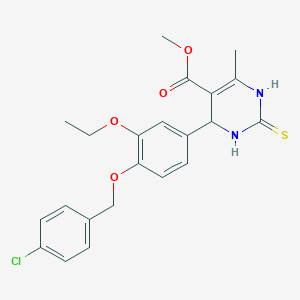molecular formula C22H23ClN2O4S B2701447 methyl 4-[4-[(4-chlorophenyl)methoxy]-3-ethoxyphenyl]-6-methyl-2-sulfanylidene-3,4-dihydro-1H-pyrimidine-5-carboxylate CAS No. 526189-44-6