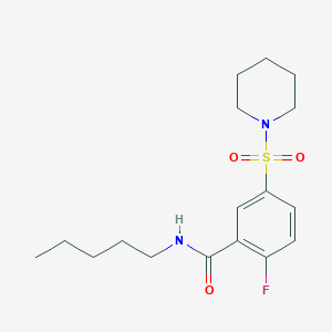 molecular formula C17H25FN2O3S B2701466 2-氟-N-戊基-5-(哌啶-1-基磺酰)苯甲酰胺 CAS No. 451473-61-3