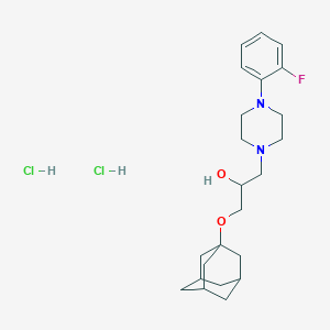 molecular formula C23H35Cl2FN2O2 B2701477 1-((3s,5s,7s)-Adamantan-1-yloxy)-3-(4-(2-fluorophenyl)piperazin-1-yl)propan-2-ol dihydrochloride CAS No. 1216813-20-5