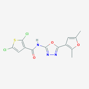 molecular formula C13H9Cl2N3O3S B2701478 2,5-dichloro-N-(5-(2,5-dimethylfuran-3-yl)-1,3,4-oxadiazol-2-yl)thiophene-3-carboxamide CAS No. 1251578-45-6