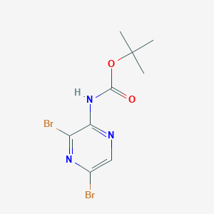 molecular formula C9H11Br2N3O2 B2701482 (3,5-Dibromo-pyrazin-2-yl)-carbamic acid tert-butyl ester CAS No. 1073435-85-4