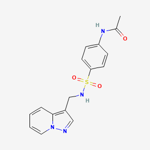 molecular formula C16H16N4O3S B2701483 N-(4-(N-(pyrazolo[1,5-a]pyridin-3-ylmethyl)sulfamoyl)phenyl)acetamide CAS No. 1396875-39-0