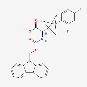 molecular formula C28H23F2NO4 B2701486 2-[3-(2,4-Difluorophenyl)-1-bicyclo[1.1.1]pentanyl]-2-(9H-fluoren-9-ylmethoxycarbonylamino)acetic acid CAS No. 2287267-36-9