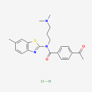 molecular formula C22H26ClN3O2S B2701487 4-acetyl-N-(3-(dimethylamino)propyl)-N-(6-methylbenzo[d]thiazol-2-yl)benzamide hydrochloride CAS No. 1219197-25-7