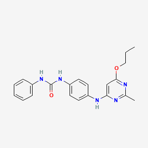 molecular formula C21H23N5O2 B2701488 1-(4-((2-甲基-6-丙氧基嘧啶-4-基)氨基)苯基)-3-苯基脲 CAS No. 946273-54-7