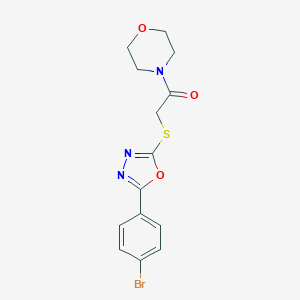 molecular formula C14H14BrN3O3S B270149 4-({[5-(4-Bromophenyl)-1,3,4-oxadiazol-2-yl]sulfanyl}acetyl)morpholine 