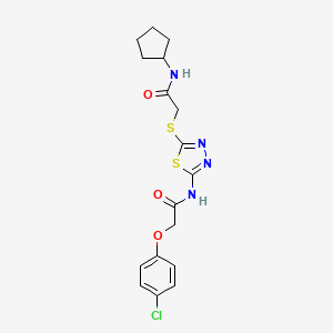 molecular formula C17H19ClN4O3S2 B2701490 2-(4-chlorophenoxy)-N-(5-((2-(cyclopentylamino)-2-oxoethyl)thio)-1,3,4-thiadiazol-2-yl)acetamide CAS No. 868976-86-7