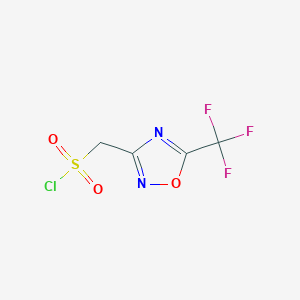 molecular formula C4H2ClF3N2O3S B2701496 (5-(Trifluoromethyl)-1,2,4-oxadiazol-3-yl)methanesulfonyl chloride CAS No. 2126179-08-4