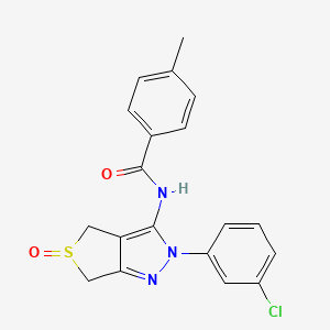 molecular formula C19H16ClN3O2S B2701498 N-[2-(3-chlorophenyl)-5-oxo-4,6-dihydrothieno[3,4-c]pyrazol-3-yl]-4-methylbenzamide CAS No. 1007551-61-2