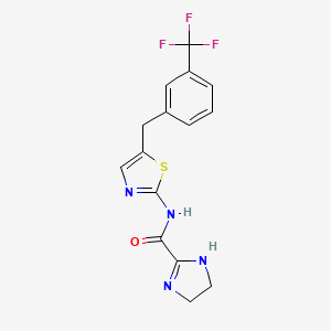 molecular formula C15H13F3N4OS B2701499 N-[5-[[3-(trifluoromethyl)phenyl]methyl]-1,3-thiazol-2-yl]-4,5-dihydro-1H-imidazole-2-carboxamide CAS No. 874464-66-1