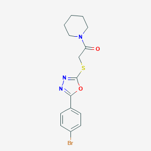 molecular formula C15H16BrN3O2S B270150 1-({[5-(4-Bromophenyl)-1,3,4-oxadiazol-2-yl]sulfanyl}acetyl)piperidine 
