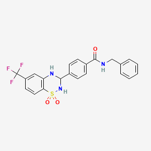 molecular formula C22H18F3N3O3S B2701504 N-benzyl-4-[1,1-dioxido-6-(trifluoromethyl)-3,4-dihydro-2H-1,2,4-benzothiadiazin-3-yl]benzamide CAS No. 1115387-19-3