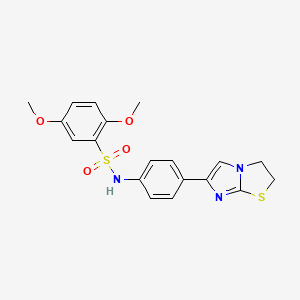 molecular formula C19H19N3O4S2 B2701506 N-(4-(2,3-dihydroimidazo[2,1-b]thiazol-6-yl)phenyl)-2,5-dimethoxybenzenesulfonamide CAS No. 893986-19-1