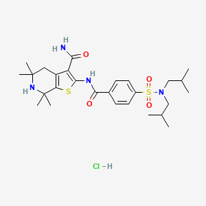 molecular formula C27H41ClN4O4S2 B2701520 2-(4-(N,N-二异丁基磺酰)苯甲酰胺)-5,5,7,7-四甲基-4,5,6,7-四氢噻吩[2,3-c]吡啶-3-甲酸酯盐酸盐 CAS No. 1216751-15-3