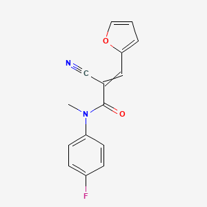 molecular formula C15H11FN2O2 B2701534 2-cyano-N-(4-fluorophenyl)-3-(furan-2-yl)-N-methylprop-2-enamide CAS No. 1798417-29-4