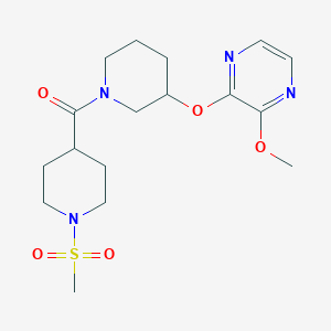 molecular formula C17H26N4O5S B2701535 (3-((3-Methoxypyrazin-2-yl)oxy)piperidin-1-yl)(1-(methylsulfonyl)piperidin-4-yl)methanone CAS No. 2034479-27-9