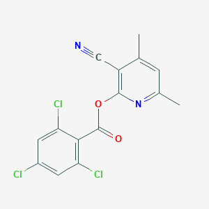 molecular formula C15H9Cl3N2O2 B2701541 3-氰基-4,6-二甲基-2-吡啶基 2,4,6-三氯苯甲酸酯 CAS No. 338421-29-7