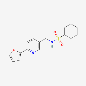 molecular formula C16H20N2O3S B2701545 N-((6-(furan-2-yl)pyridin-3-yl)methyl)cyclohexanesulfonamide CAS No. 1904242-73-4