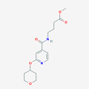 molecular formula C16H22N2O5 B2701556 甲基 4-(2-((四氢-2H-吡喃-4-基)氧基)异烟肼甲酰胺)丁酸酯 CAS No. 2034447-96-4