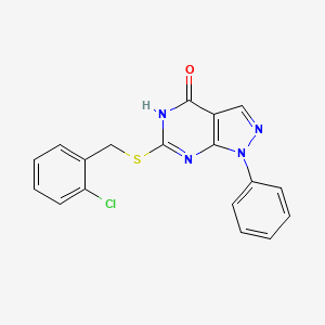 molecular formula C18H13ClN4OS B2701563 6-((2-chlorobenzyl)thio)-1-phenyl-1H-pyrazolo[3,4-d]pyrimidin-4(5H)-one CAS No. 850911-64-7