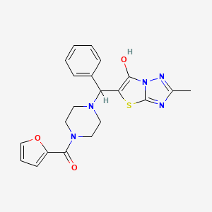 molecular formula C21H21N5O3S B2701565 呋喃-2-基(4-((6-羟基-2-甲基噻唑并[3,2-b][1,2,4]嘧啶-5-基)(苯基)甲基)哌嗪-1-基)甲酮 CAS No. 851809-13-7