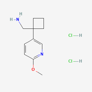 molecular formula C11H18Cl2N2O B2701573 [1-(6-Methoxypyridin-3-yl)cyclobutyl]methanamine;dihydrochloride CAS No. 2361640-35-7